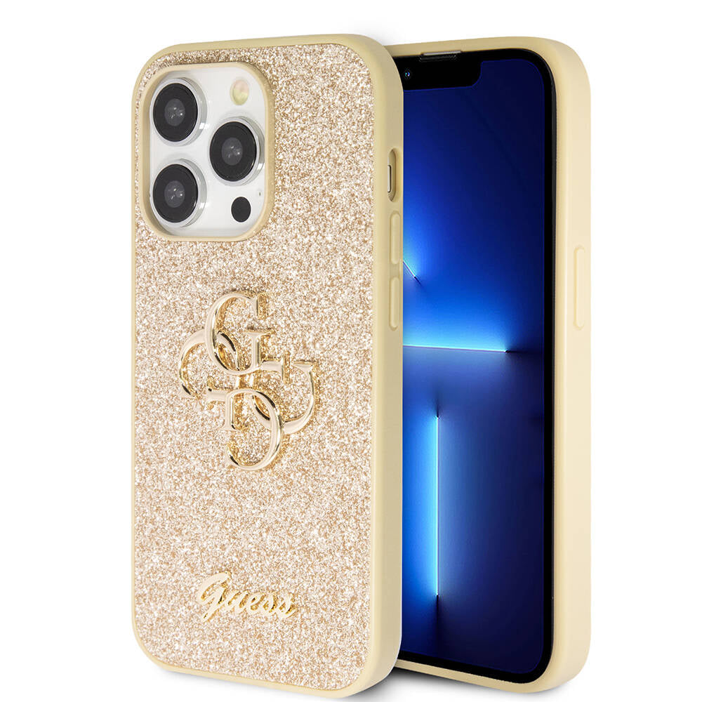 Guess iPhone 14 Pro Max Orjinal Lisanslı 4G Büyük Metal Logolu Glitter Kılıf Guess iPhone 14 Pro Max Orjinal Lisanslı 4G Büyük Metal Logolu Glitter Kılıf